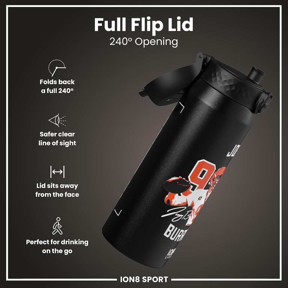 image 1 of NFL x Sports, Vacuum Insulated Steel Bottle, Series, 750ml (24oz) | Black | NFLPA Locked In Joe Burrow | One Size