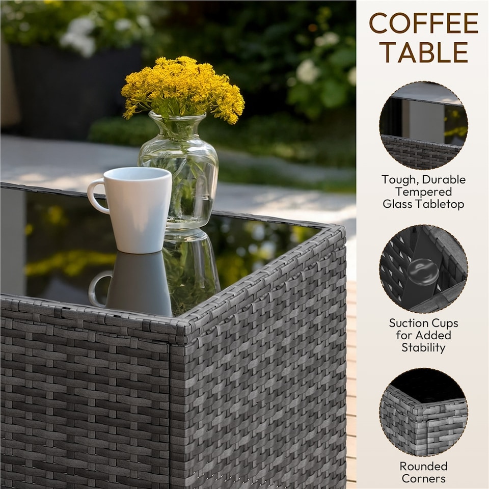 image 1 of Yaheetech 7-Piece Modular PE Rattan Patio Furniture with Thick Cushions-Grey