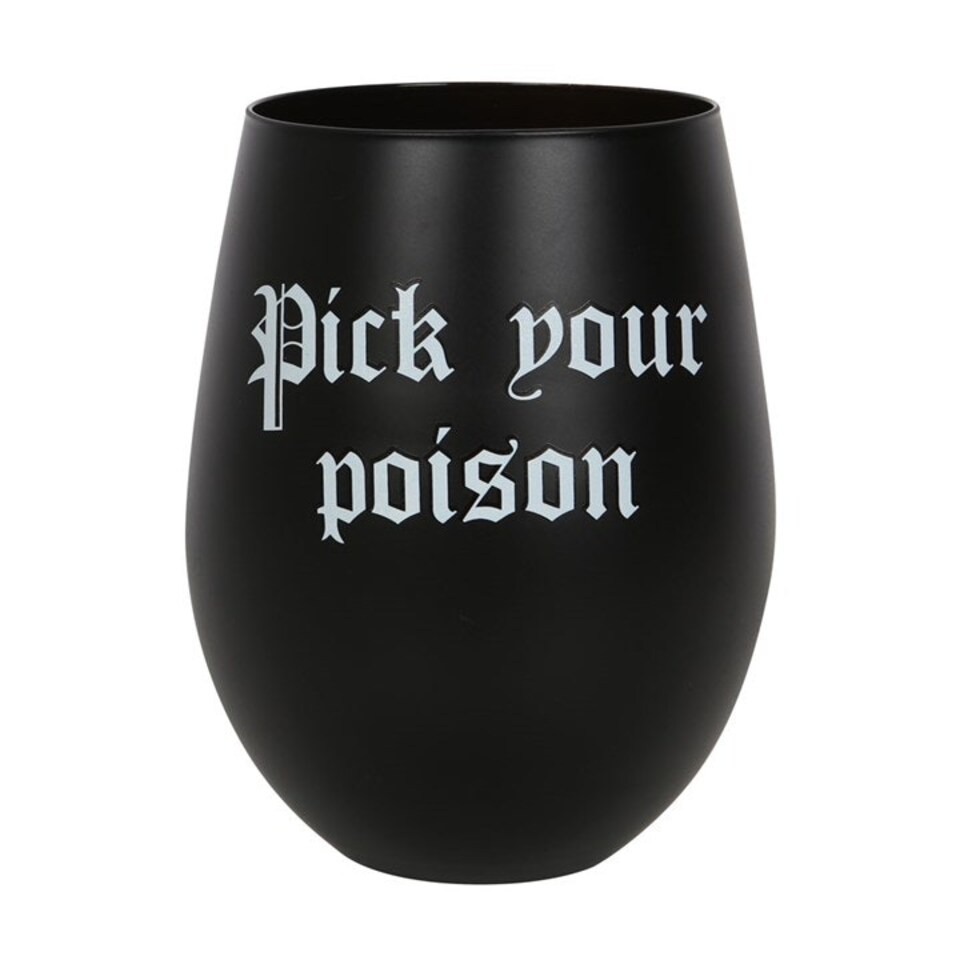 image 1 of Something Different Pick Your Poison Stemless Wine Glass - Black/White - One Size