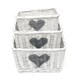 image 2 of Heart Full Wicker Willow Wedding Xmas Hamper Storage Basket Small 25 x 14 x 14 cm | White | White