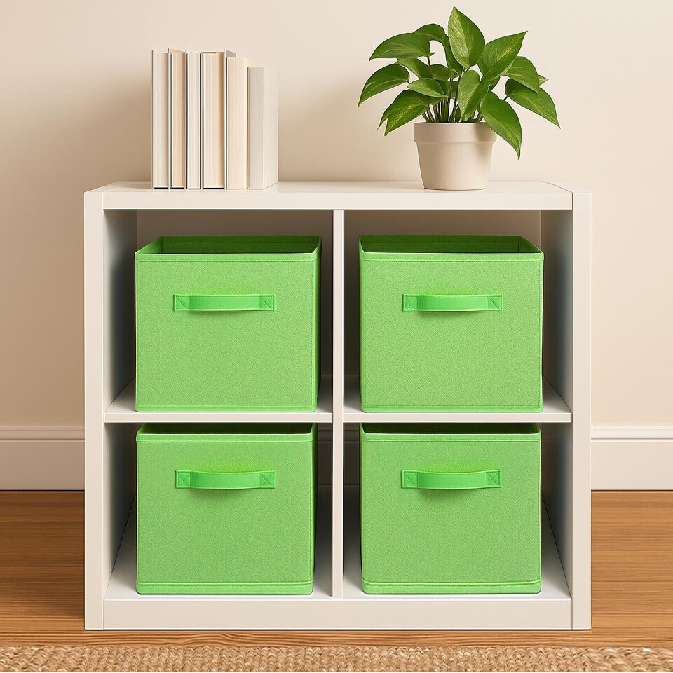 image 1 of Folding Storage Cube Space Saver Home Bedroom Under Bed Playroom Toys Pack of 4