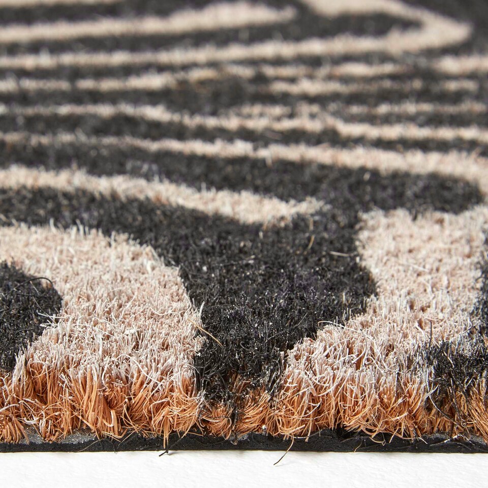 image 1 of Homescapes Zebra Shaped Coir Animal Print Non-Slip Doormat