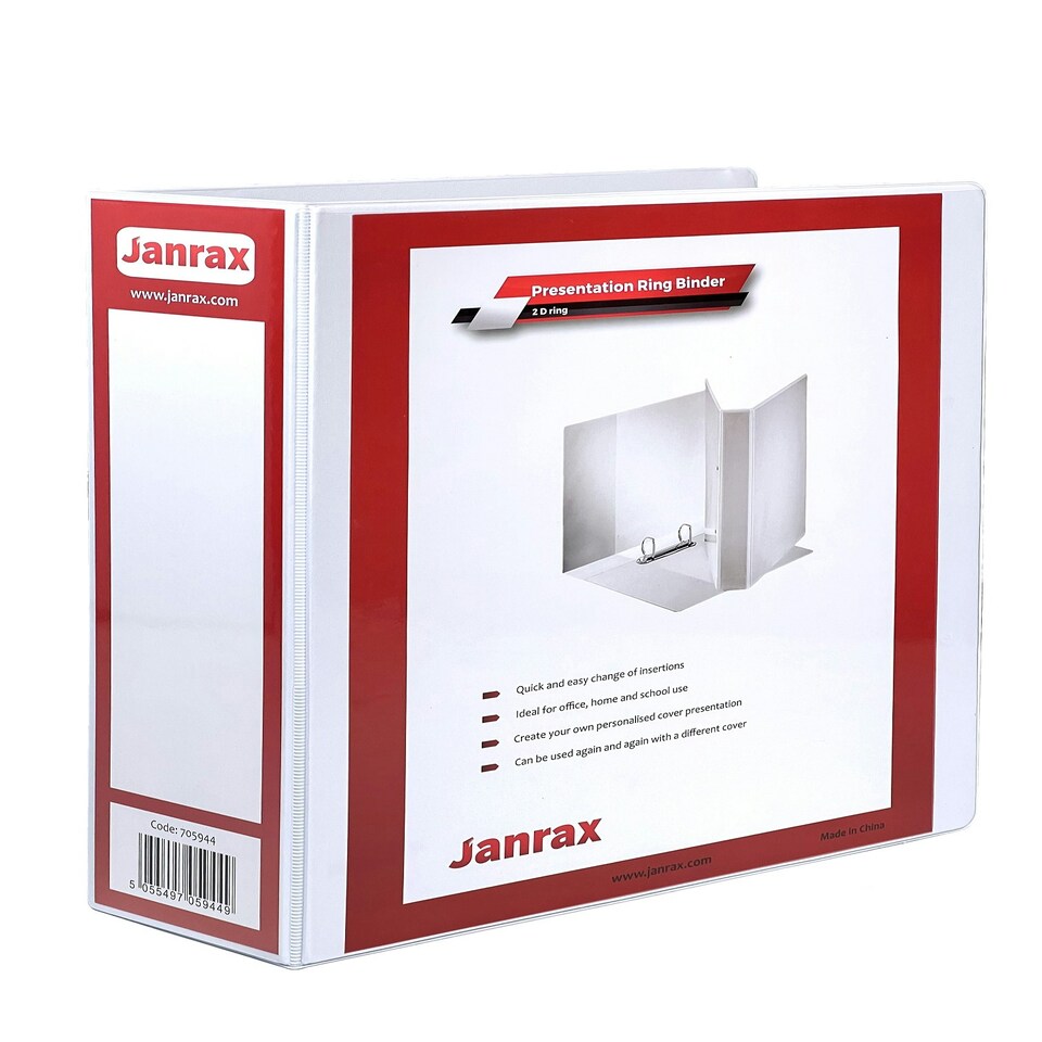 image 1 of Pack of 6 A4 White 4” (101mm) Presentation 2D Ring Binders with Fully Customisable Covers