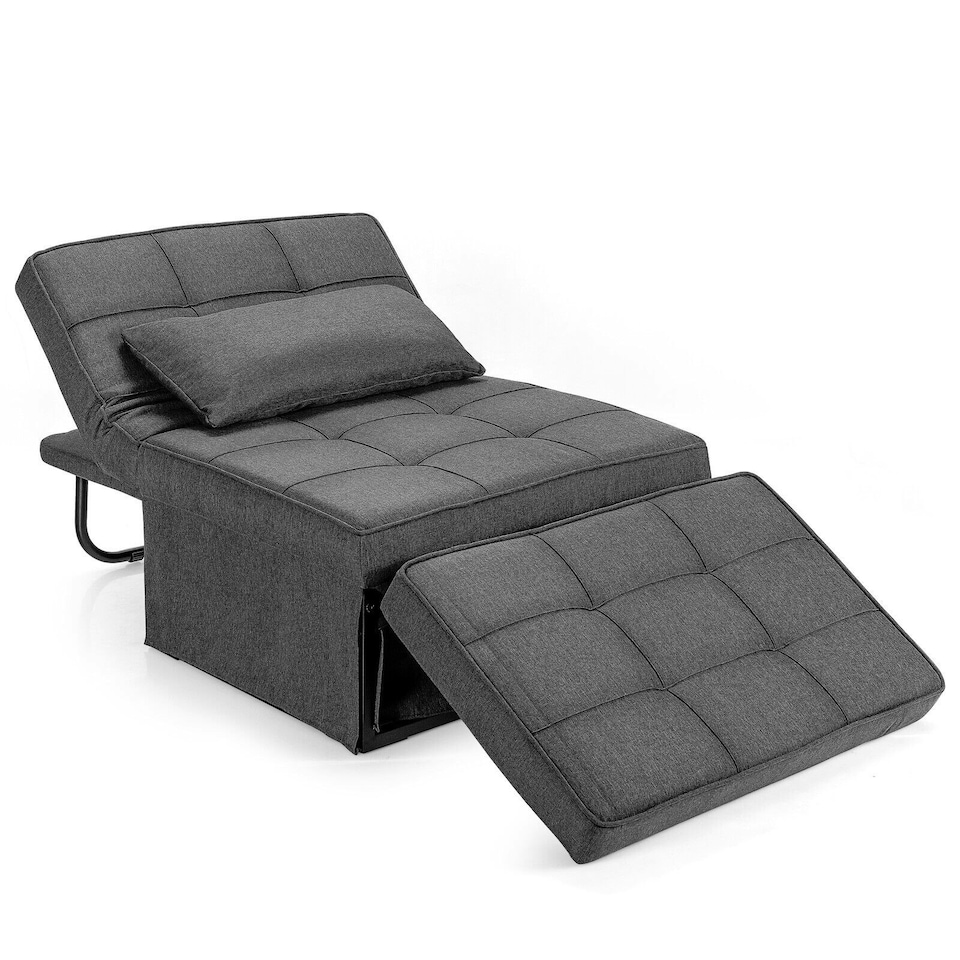 image 1 of COSTWAY 4-in-1 Convertible Sofa Bed Folding Couch Lounger Grey