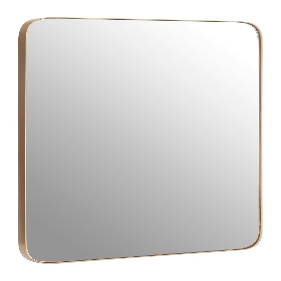 image 1 of Interiors By Premier Gold Effect Frame Wall Mirror With Deep Frame, Large Rectangle Decorative Mirror With Soft Rounded Corners Clear