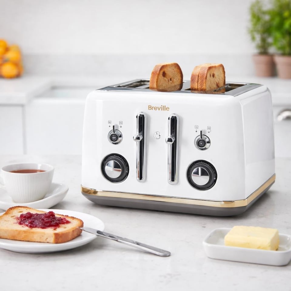 image 1 of Breville Mostra VTT937 4-Slice Toaster Stainless Steel White