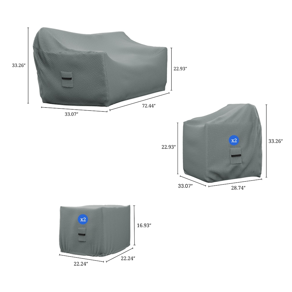 image 1 of Covers&All Covers&AllPatio Furniture Cover Set, 5 Person Outdoor Furniture Covers, 1 Sofa Cover, 72.44 in W x 33.07 in D x 33.26 in H, Gray