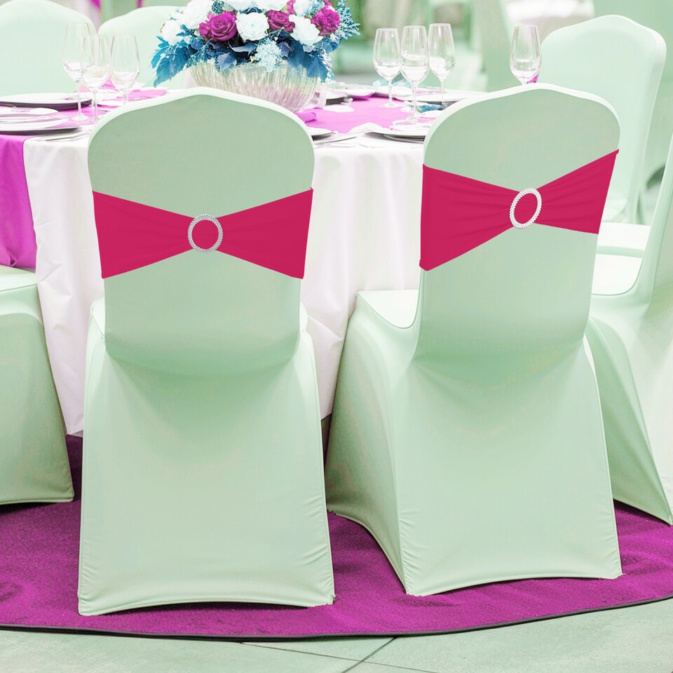 image 1 of 13"x5" Spandex Chair Bands with Slider Buckle, Elastic Chair Sash - 1pc
