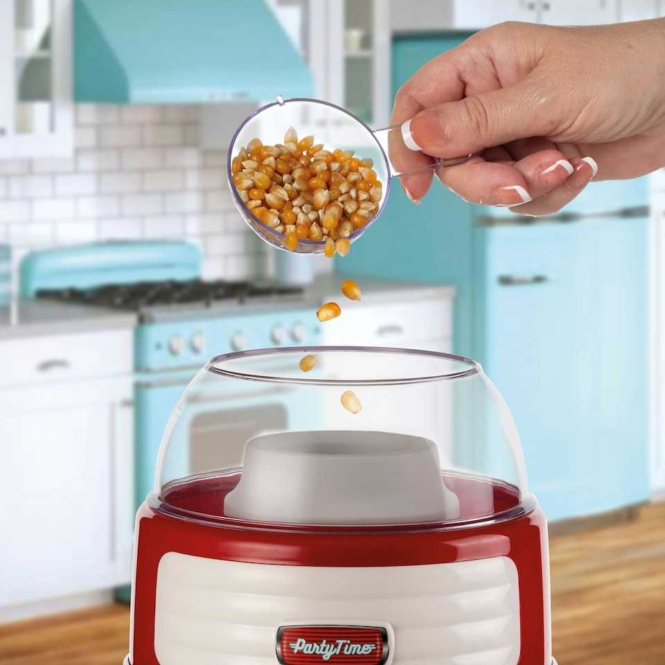 image 1 of Ariete 2957 Retro Style Popcorn Maker with Serving Bowl, Red