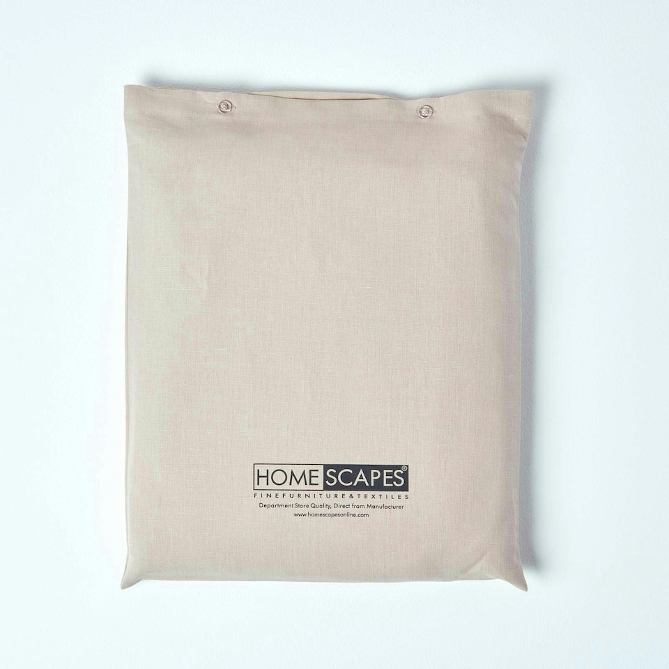 image 1 of Homescapes Natural Linen Fitted Sheet, Super King