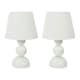 image 3 of ValueLights Winnie Pair of Cream Fabric Shade Stacked Touch Table Lamps