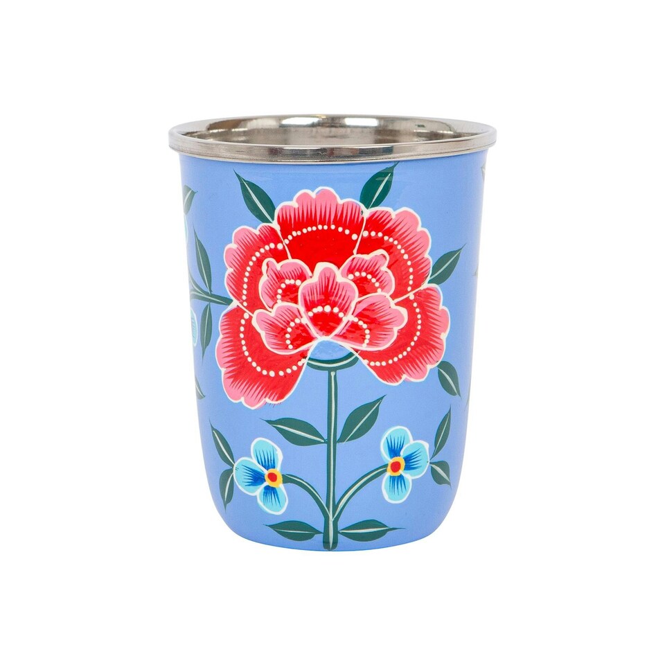image 1 of BillyCan Hand-Painted Picnic Cup - 300ml - Ocean Peony Blue