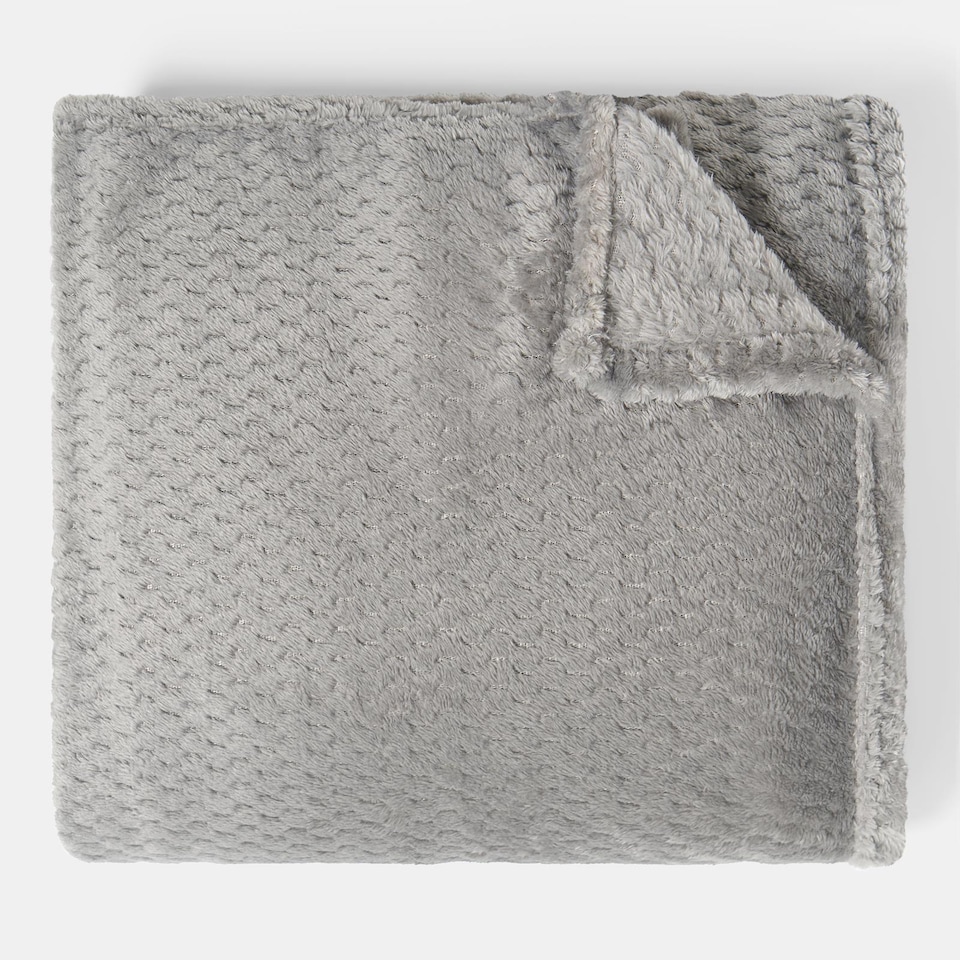 image 1 of OHS Luxury Large Waffle Honeycomb Mink Warm Throw - 125 x 150cm | Grey | Mid Grey