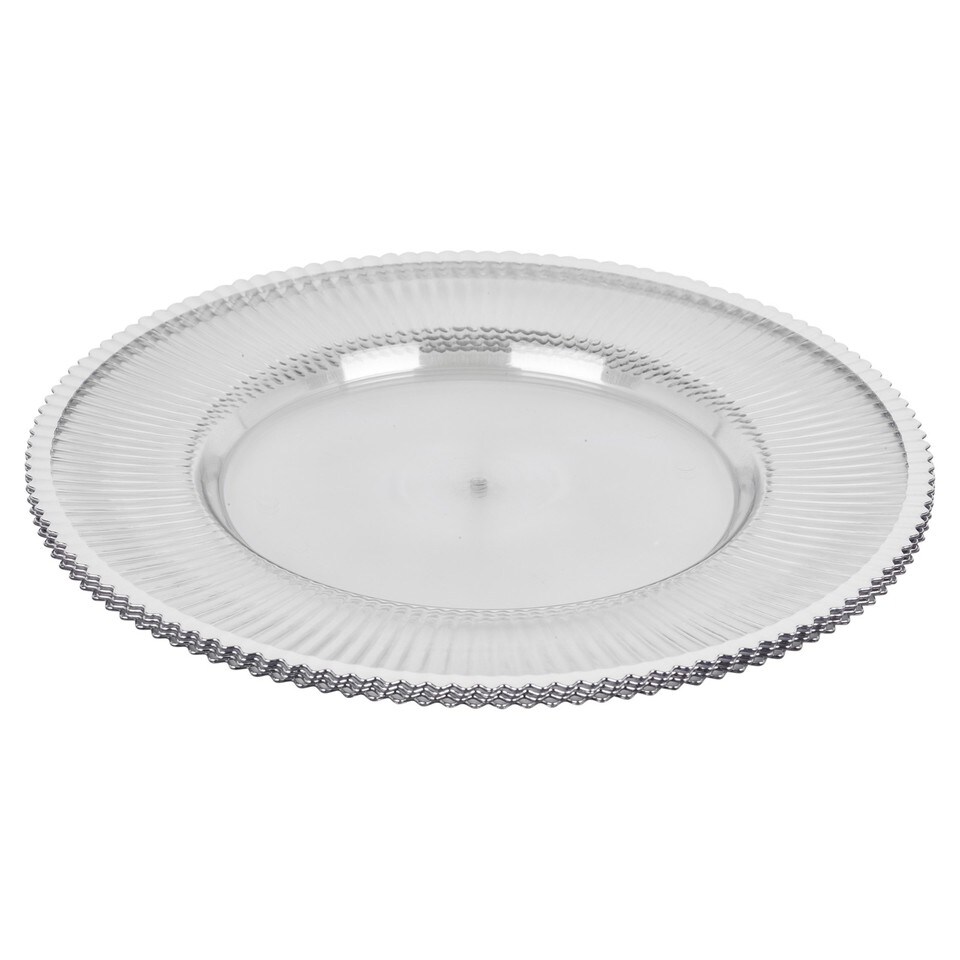 image 1 of Clear Fluted Charger Plates Silver Gold Wedding Tableware Underplates | Silver | Silver | Set of 6