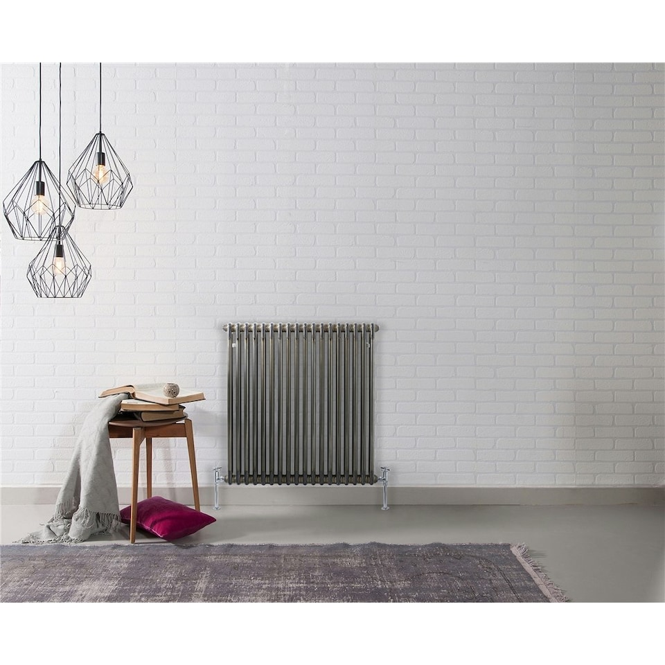 image 1 of 600mm (H) x 650mm (W) - Raw Metal Horizontal Radiator (New Yorker Classic) - 2 Columns - (0.6m x 0.65m) - Depth 66mm