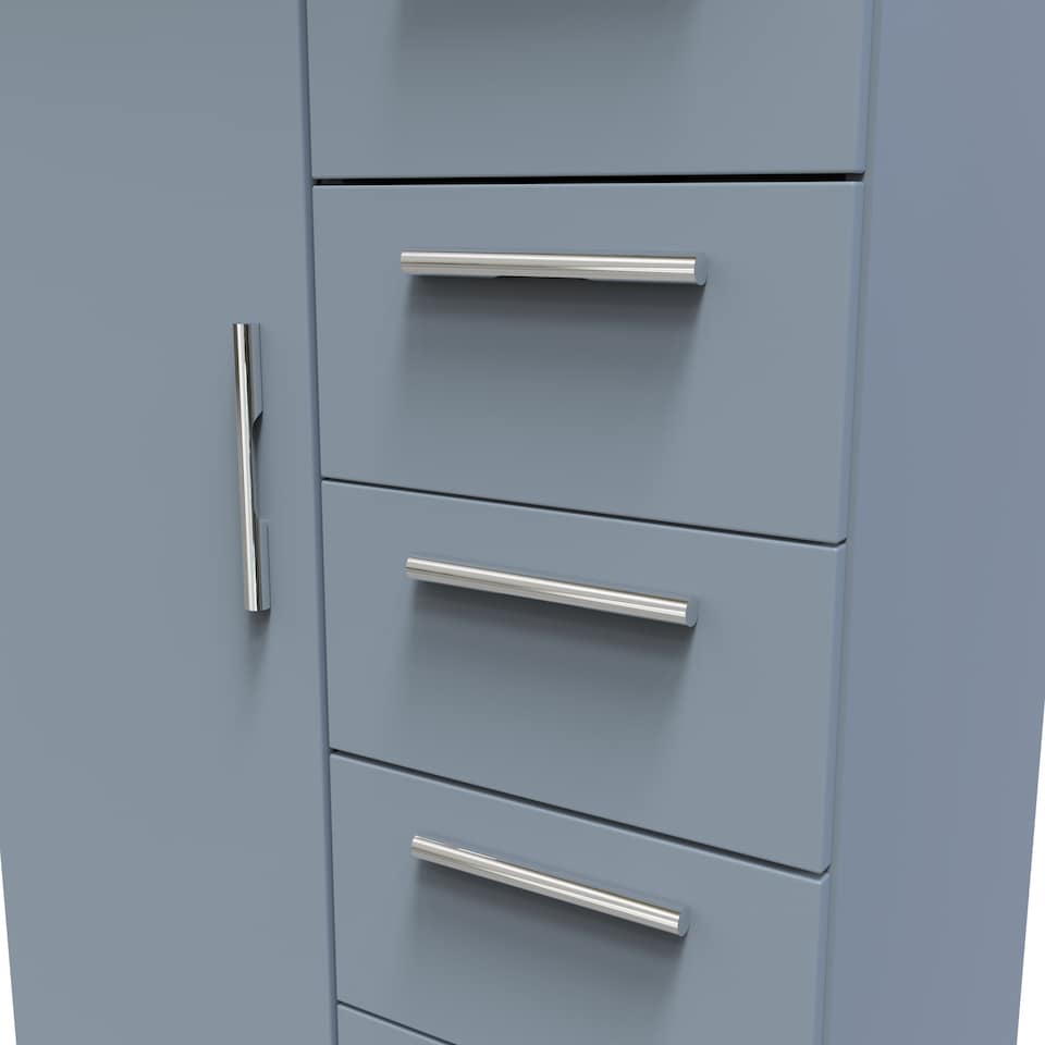 image 1 of Trent 5 Drawer 1 Door Childrens Wardrobe in Denim Blue (Ready Assembled) | Blue | Denim Blue
