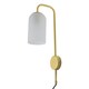 image 2 of Set of 2 Victoria - Satin Brass Plug in Wall Lights Frost Glass Shades | Gold | White | 2