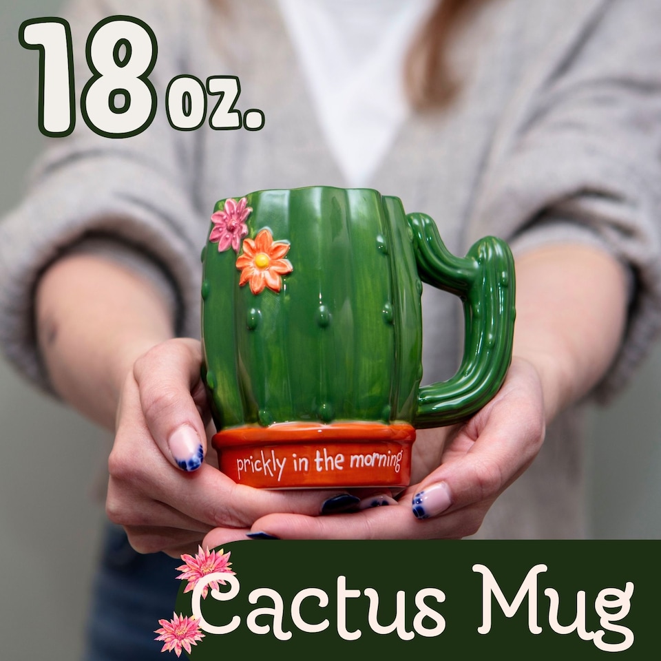 image 1 of Prickly in the Morning Cactus Mug 18oz - Plant Lovers Gift