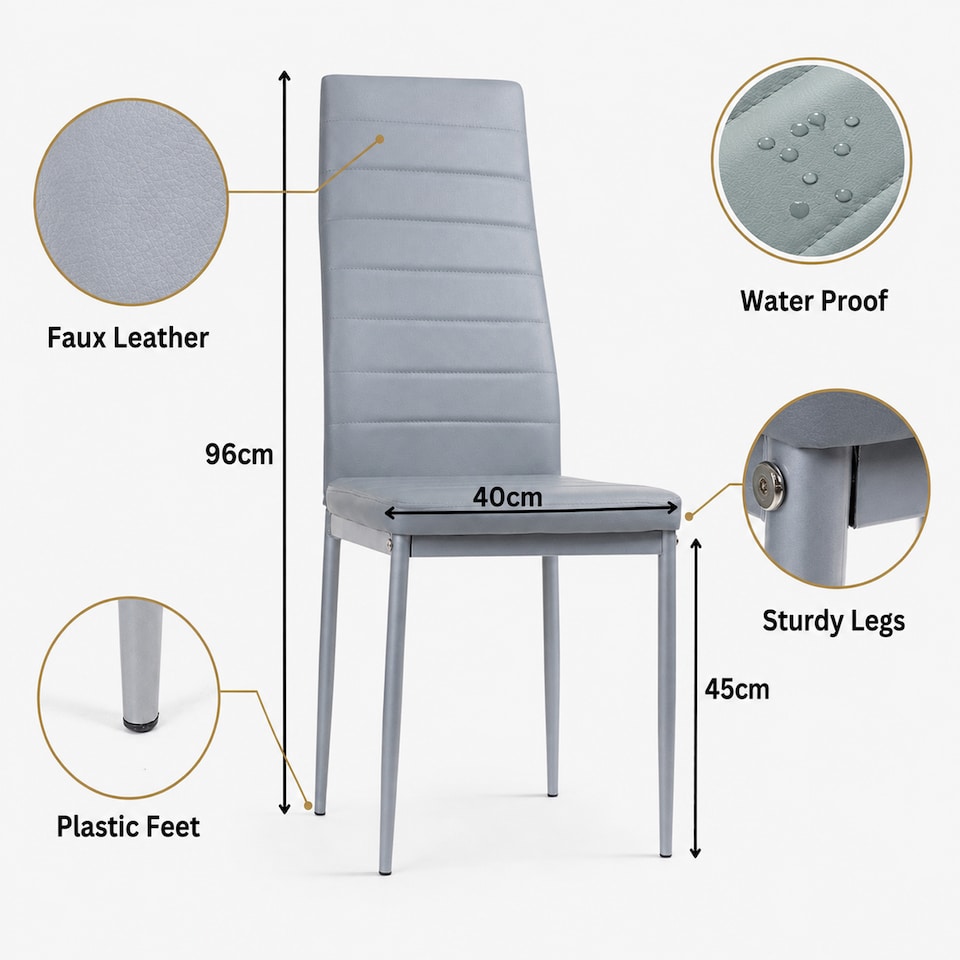 image 1 of Modern Dining Table Set With 6 Grey Chairs Dining Room Furniture Set | Grey | One Size | 7