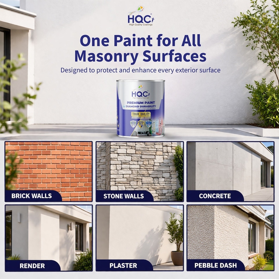 image 1 of HQC Smooth Masonry Paint -  Weatherproof & Long-lasting Protection For All Exterior Walls - Light Beige - 20L