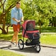 image 6 of PawHut Three-Wheel Pet Stroller, for Medium, Small Dogs, Foldable Cat Pram - Red