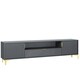 image 1 of TV Unit 200cm Grey with Fluted Doors, Gold Handles and Central Drawer | Grey | One Size | 1