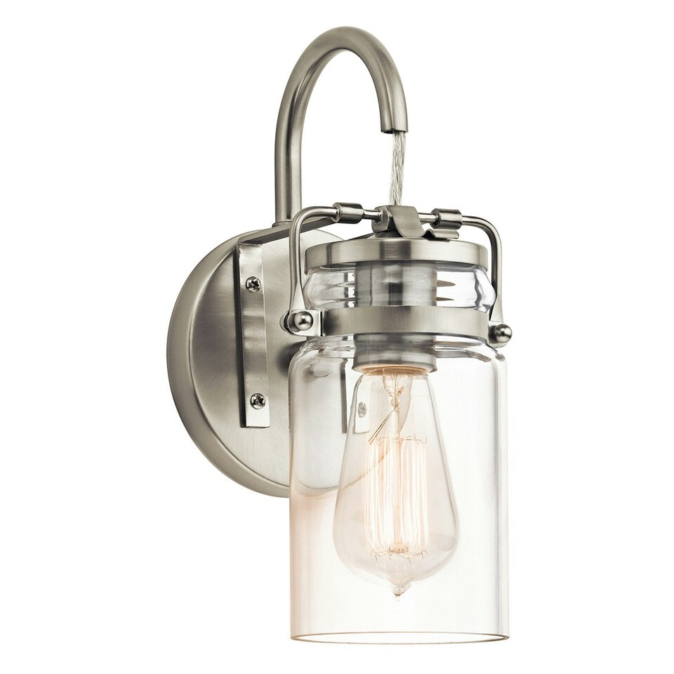 image 1 of Brinley 1 Light Wall Light Brushed Nickel, E27