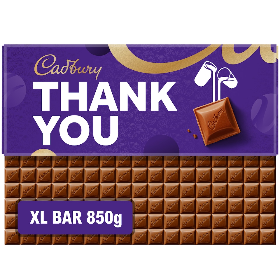 image 1 of Cadbury Dairy Milk Thank You Gift Chocolate Bar 850g