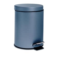 Harbour Housewares Bathroom Pedal Bin - 3L - Matt Blue - Round Stainless Steel Slim Rubbish Dustbin Lid and Inner Liner Bucket