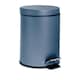 image 1 of Harbour Housewares Bathroom Pedal Bin - 3L - Matt Blue - Round Stainless Steel Slim Rubbish Dustbin Lid and Inner Liner Bucket