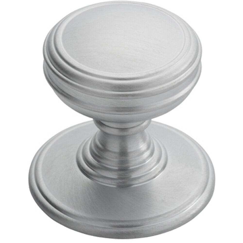Loops Ringed Tiered Cupboard Door Knob 38mm Diameter Satin Chrome Cabinet Handle