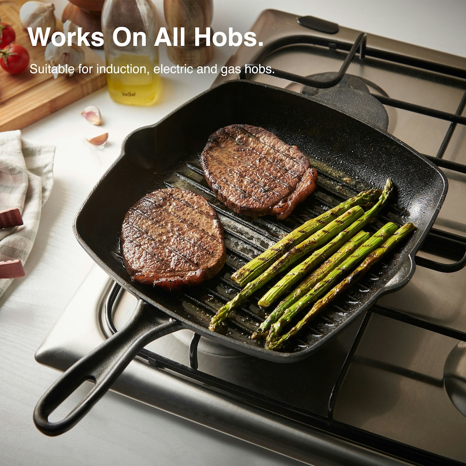 image 1 of VonShef Cast Iron Griddle Pan 10" Pre-Seasoned Non-Stick