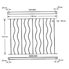 Ripple Decking Fence Panel - Solid Steel - FIts Gap of 1130 mm x 813 mm High - Electro Galvanised/Black Powder Coated | Black | 1