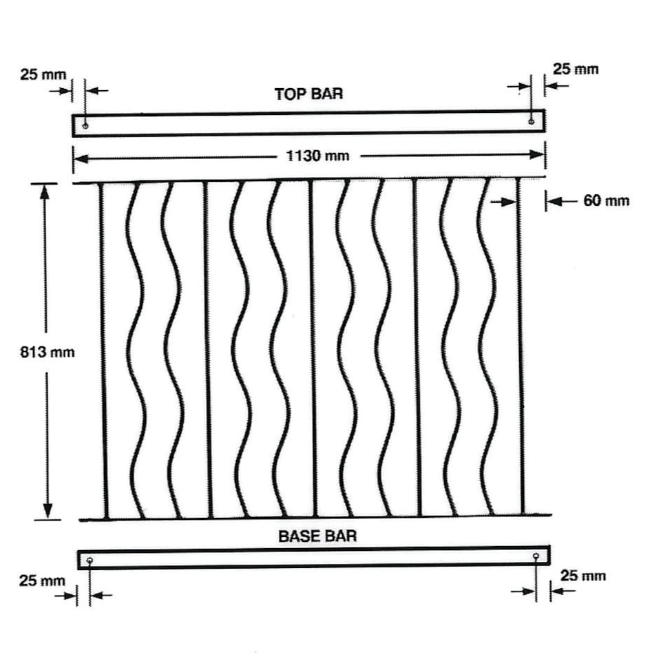 image 1 of Ripple Decking Fence Panel - Solid Steel - FIts Gap of 1130 mm x 813 mm High - Electro Galvanised/Black Powder Coated | Black | 1