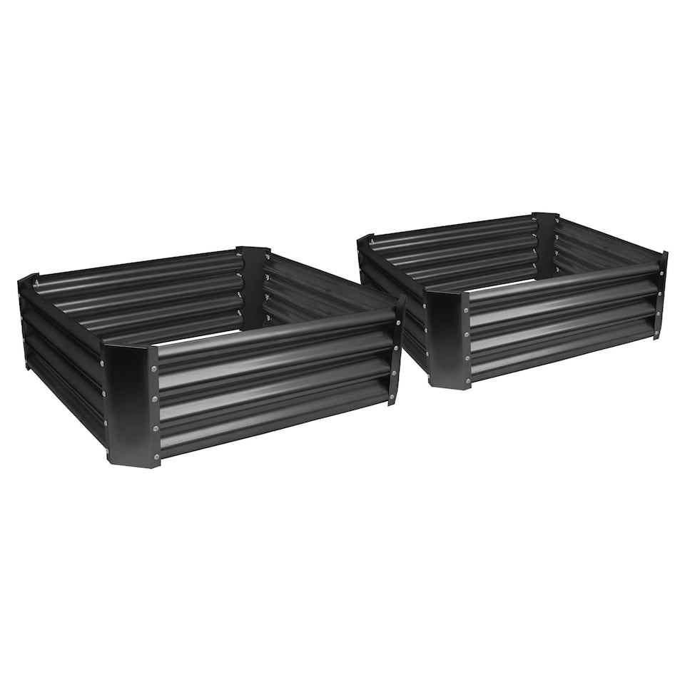 image 1 of Harbour Housewares Square Galvanised Steel Raised Garden Beds - 90cm x 90cm - Anthracite - Pack of 2