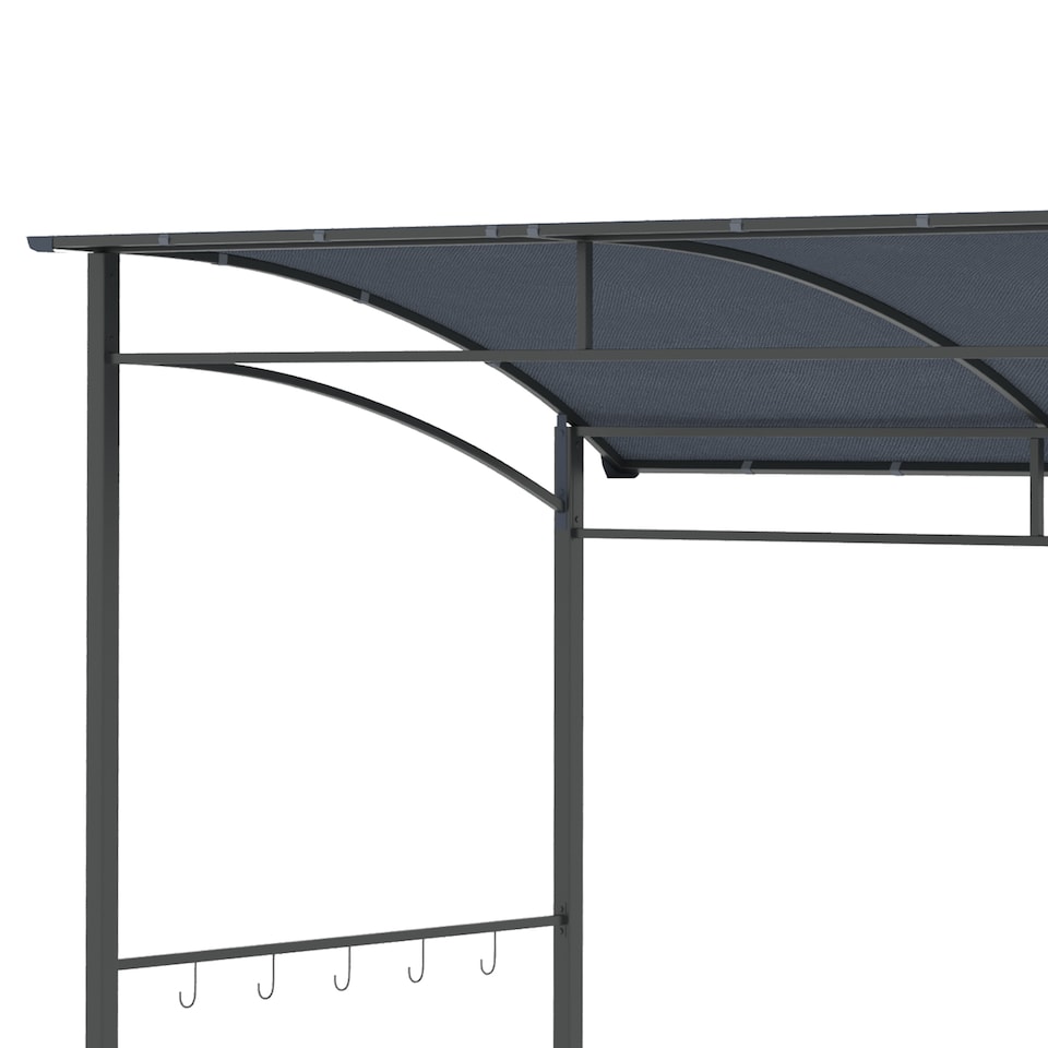 image 1 of Outsunny 2.2 x 1.5 m BBQ Grill Gazebo Tent, Garden Grill with Metal Frame, Curved Canopy and 10 Hooks, Outdoor Sun Shade, Dark Grey