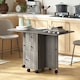 image 1 of HOMCOM Folding Dining Table for 4-6, Rolling Drop Leaf Table on Wheels with Storage Drawers, Cabinet and Open Shelf for Kitchen, Dining Room, Grey