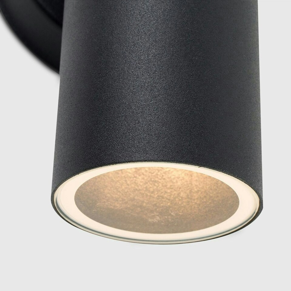 image 1 of ValueLights Black Outdoor Wall Up-Down Light with 5W Warm White Bulbs Black