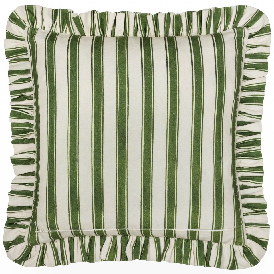 image 1 of Furn Feeoni Ruffle Cotton Cushion, Willow Green, 43 x 43cm