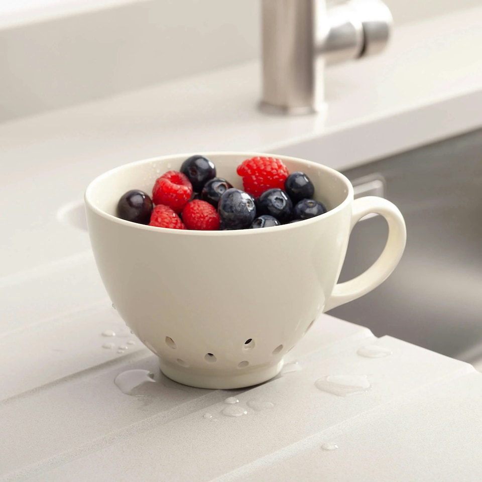 image 1 of Zeal Berry Colander Cup, Melamine Fruit and Berry Strainer, Cream