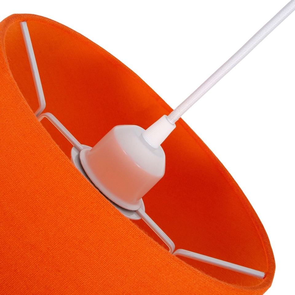 image 1 of Traditional 30cm Vivid Orange Linen Fabric Drum Table/Pendant Shade 60w Maximum | Orange | Orange | 1