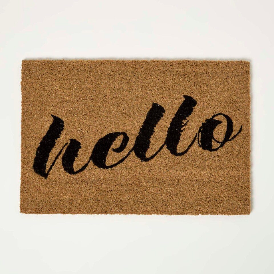 image 1 of Homescapes Hello Coir Doormat - 60 x 40 cm
