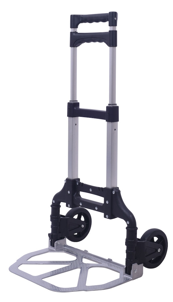image 1 of Workhorse Mini Compact Folding Sack Truck - Telescopic Handle with 2 Solid Tyres, 60kg Capacity | Silver