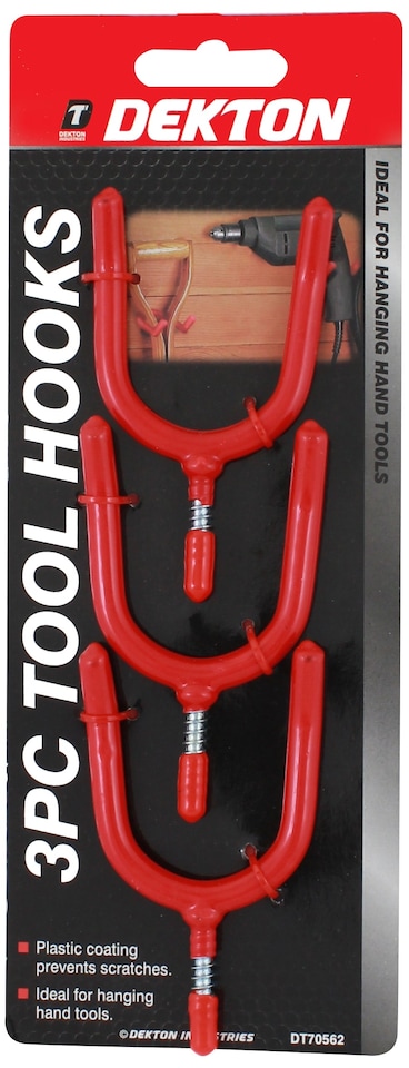 image 1 of 3PC Tool Hooks Ideal For Hanging Hand Tools Plastic Coated Garage Garden Home
