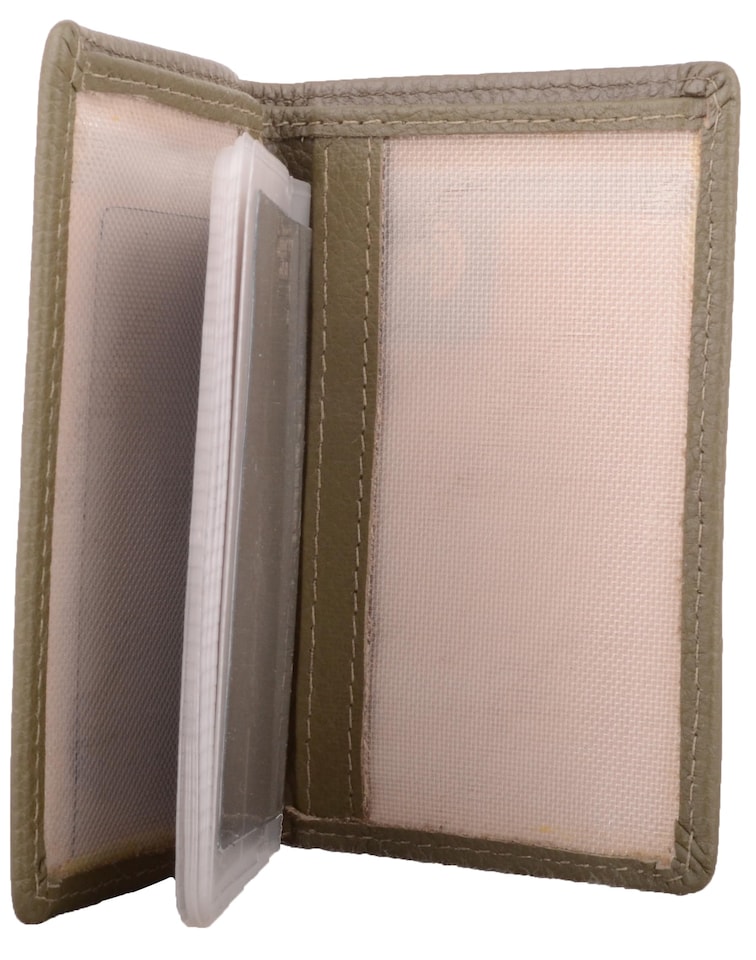 image 1 of London Leathergoods Unisex Genuine Leather RFID Protected Credit Travel Card Holder Case | Green | Olive