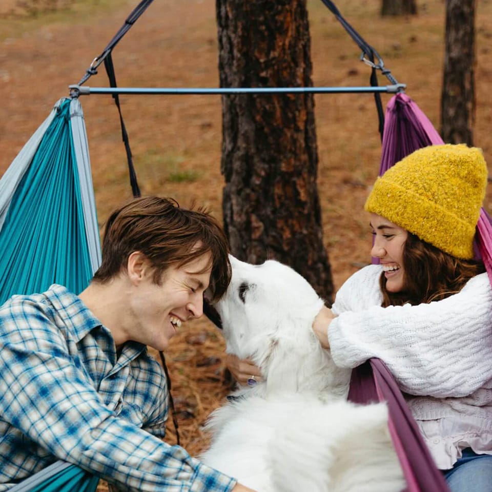 image 1 of Fuse Tandem Hammock System - Easy Setup for Two Hammocks Side by Side | Blue | Blue