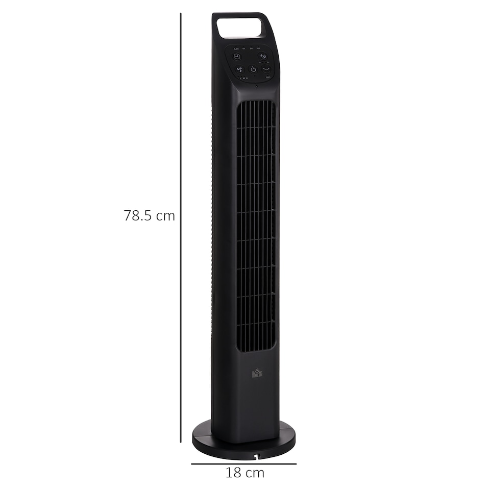 image 1 of HOMCOM Tower Fan, Electric Cooling Fan with Remote, 75 Oscillating, 3 Speed 3 Modes, 7.5H Timer, Quiet Standing Bladeless for Bedroom Office, Black