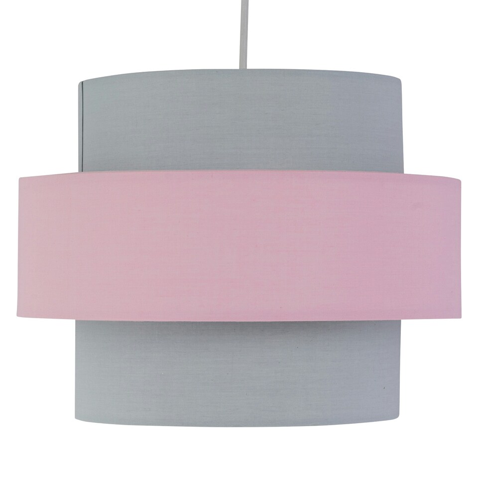 image 1 of Pair of Pink and Grey Two Tier Light Shades Grey | Pink