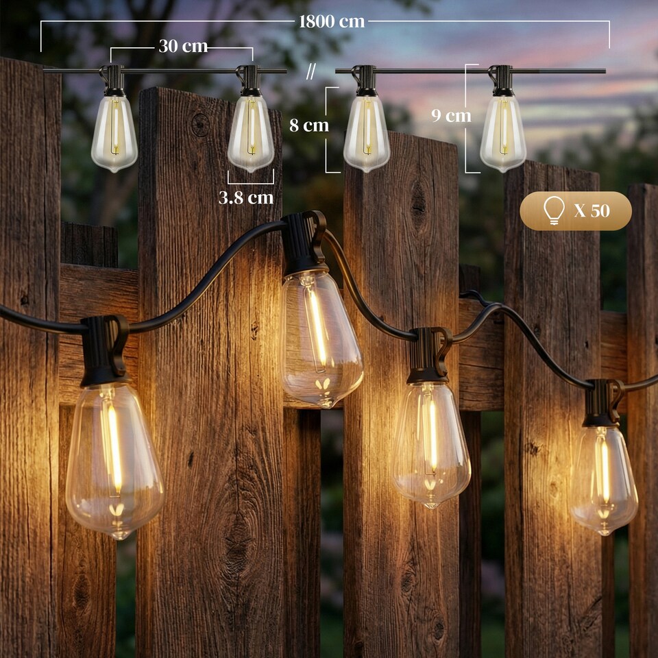 image 1 of HOMCOM 50 LED Curtain Lights, IP44 Waterproof Fairy Curtain Lights, Warm White