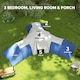 image 3 of Outsunny Large Tunnel Tent with 3 Bedroom, Living Area and Porch, Blue Blue | Blue